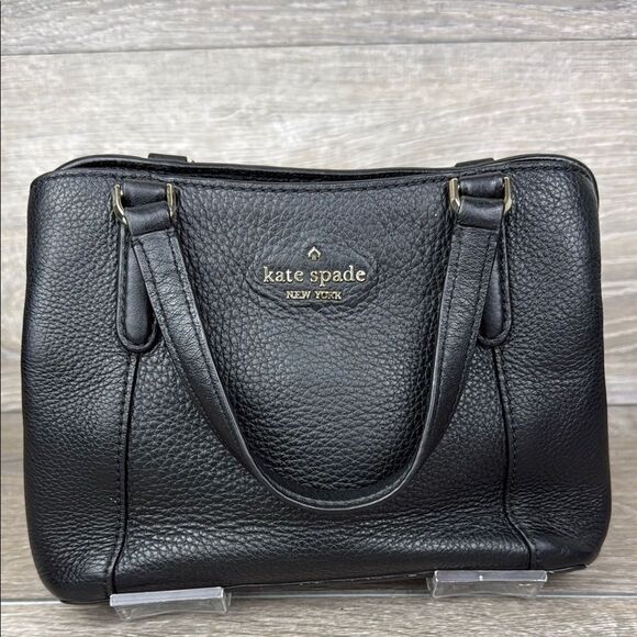 Kate Spade Jackson Pebbled Black Leather Three Compartment Gold Hardware Satchel - Picture 1 of 13